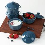 Set of 4 Mini Cocotte Casserole Dishes - Blue