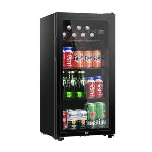 HAILANG Mini Beverage Refrigerator with Glass Door