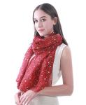 Lina & Lily Dark Red Foil Stars Scarf Wrap