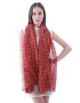 Lina & Lily Dark Red Foil Stars Scarf Wrap