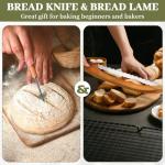 KORCCI 15.7" Serrated Bread Knife with Acacia Bowl