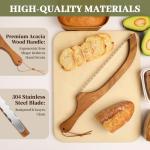 KORCCI 15.7" Serrated Bread Knife with Acacia Bowl