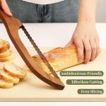 KORCCI 15.7" Serrated Bread Knife with Acacia Bowl