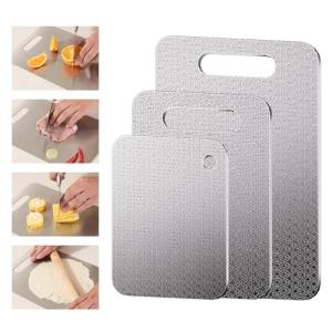3-Piece Stainless Steel Black Cutting Board Set