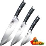 SHAN ZU 3-Piece German Knife Set with Wood Handles