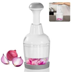 Manual Vegetable Chopper with Container and Stainless Steel Blades