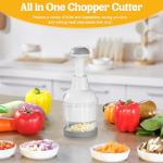 Manual Vegetable Chopper with Container and Stainless Steel Blades