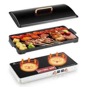Double Burner Induction Cooktop with Griddle Pan