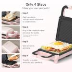 Electric Sandwich Maker with Non-Stick Plates - Pink