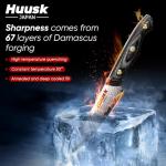 Huusk 3-Inch Damascus Paring Knife with Wooden Handle