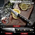 Huusk 3-Inch Damascus Paring Knife with Wooden Handle