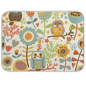 Owl and Flower Printed Absorbent Dish Drying Mat