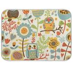 Owl and Flower Printed Absorbent Dish Drying Mat