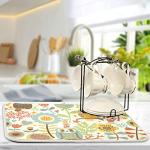 Owl and Flower Printed Absorbent Dish Drying Mat