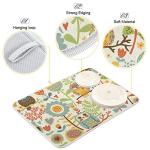 Owl and Flower Printed Absorbent Dish Drying Mat