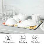 Owl and Flower Printed Absorbent Dish Drying Mat