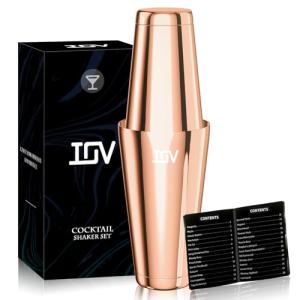 Rose Gold Cocktail Shaker Set with Recipe Guide