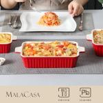 MALACASA Red Porcelain Bakeware Set of 4