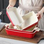 MALACASA Red Porcelain Bakeware Set of 4