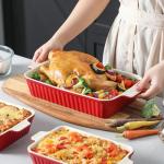MALACASA Red Porcelain Bakeware Set of 4