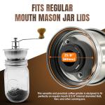 Coffee Grinder Lid for Mason Jars - Manual Burr