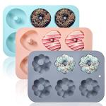3-Pack Non-Stick Silicone Donut Baking Pan