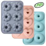 3-Pack Non-Stick Silicone Donut Baking Pan
