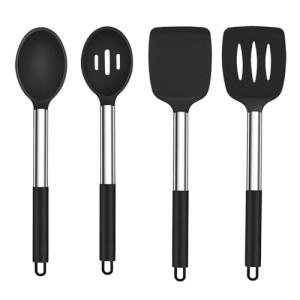 4-Piece Silicone Cooking Utensil Set with Steel Handles