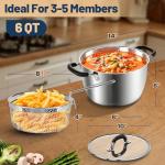 AOSION 6QT Stainless Steel Stock Pot with Lid