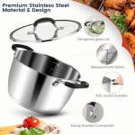 AOSION 6QT Stainless Steel Stock Pot with Lid
