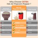 OSTBA 1200W Oil-Free Hot Air Popcorn Maker