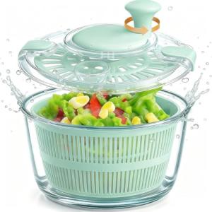 Large Borosilicate Glass Salad Spinner with Bowl