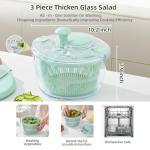 Large Borosilicate Glass Salad Spinner with Bowl