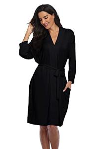 Lightweight Women's Black Soft Knit Kimono Robe