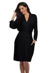 Lightweight Women's Black Soft Knit Kimono Robe