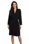 Lightweight Women's Black Soft Knit Kimono Robe