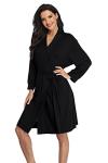 Lightweight Women's Black Soft Knit Kimono Robe