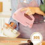 Pink 7-Speed Electric Hand Mixer with Accessories