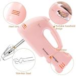 Pink 7-Speed Electric Hand Mixer with Accessories