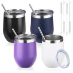 12oz Stainless Steel Insulated Wine Tumblers - 4 Pack