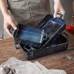 VICRAYS 3-Piece Ceramic Bakeware Set in Blue