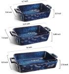 VICRAYS 3-Piece Ceramic Bakeware Set in Blue