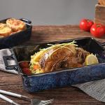 VICRAYS 3-Piece Ceramic Bakeware Set in Blue