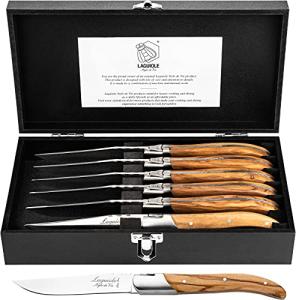 Luxury Olive Wood Steak Knives Set, 6 Pieces