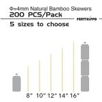 PartyHippo 200-Pack Bamboo Skewers for BBQ & Crafts
