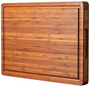 Bamboo Cutting Board with Juice Grooves and Handles