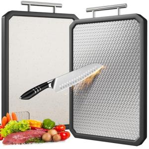 LOZOVIN Large Stainless Steel Double-Sided Cutting Board