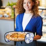 Blue Floral Double Oven Mitts - Heat Resistant