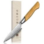 Damascus Paring Knife with Ergonomic Olive Wood Handle