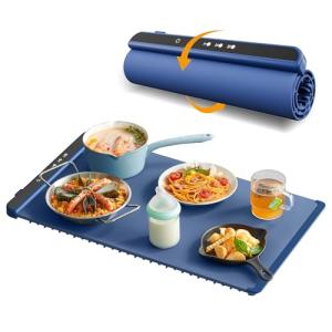 Blue Silicone Food Warming Mat with Adjustable Settings